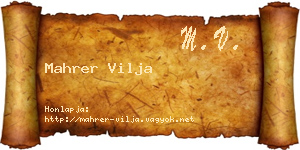 Mahrer Vilja névjegykártya